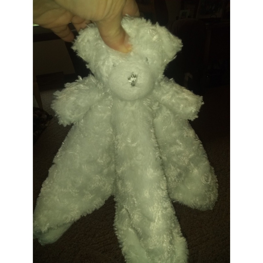 Blankets & Beyond White Teddy Bear Security Blanket Lovey‎ Swirl Faux Fur Plush